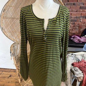 Michael Stars Green Striped Shirt one size fits all